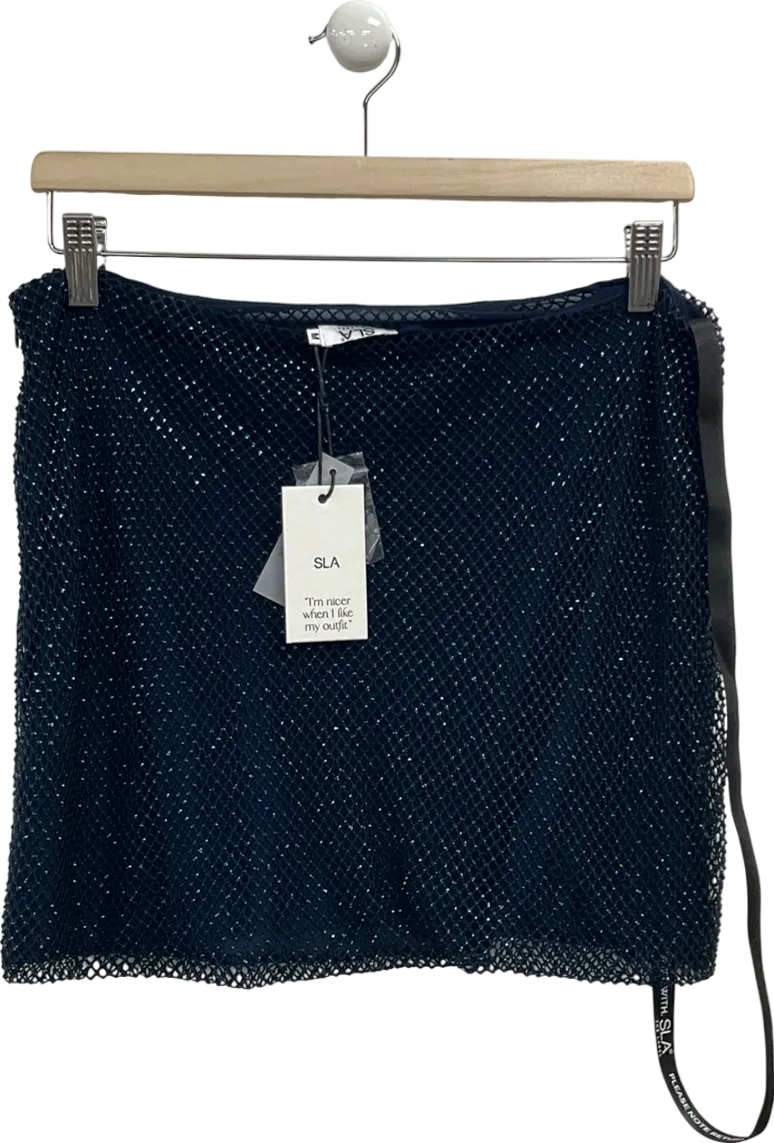 SLA the label Blue Drew Diamante Skirt UK M
