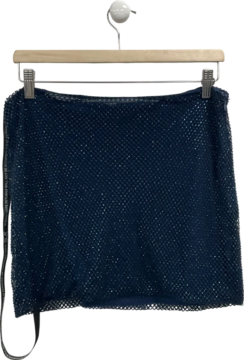 SLA the label Blue Drew Diamante Skirt UK M