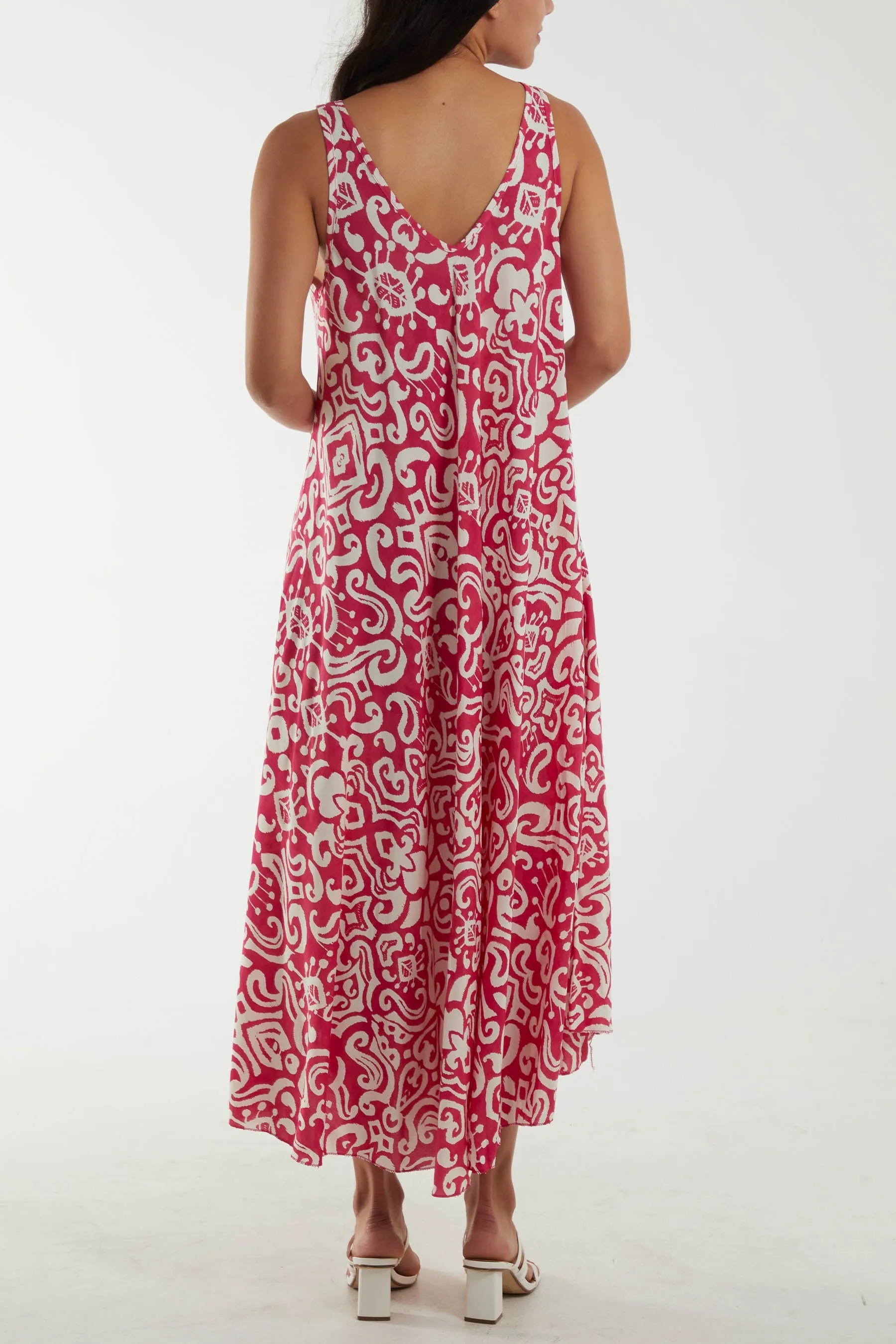 Sleeveless Abstract Print Maxi Dress