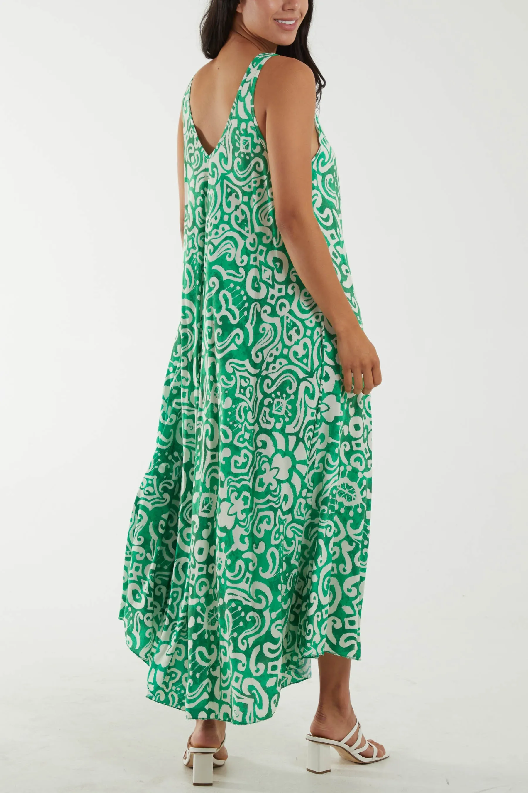 Sleeveless Abstract Print Maxi Dress