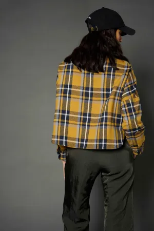 Soledad Mustard Plaid Cropped Shirt