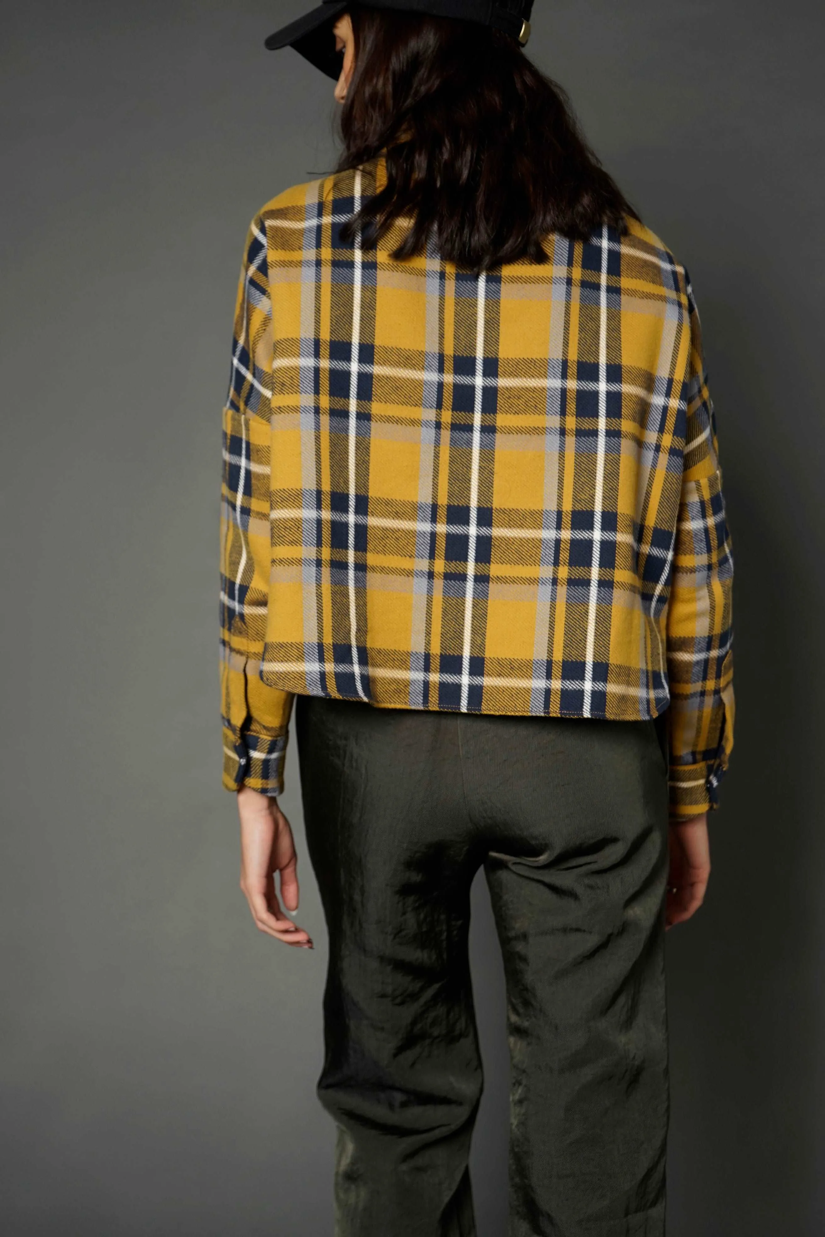 Soledad Mustard Plaid Cropped Shirt