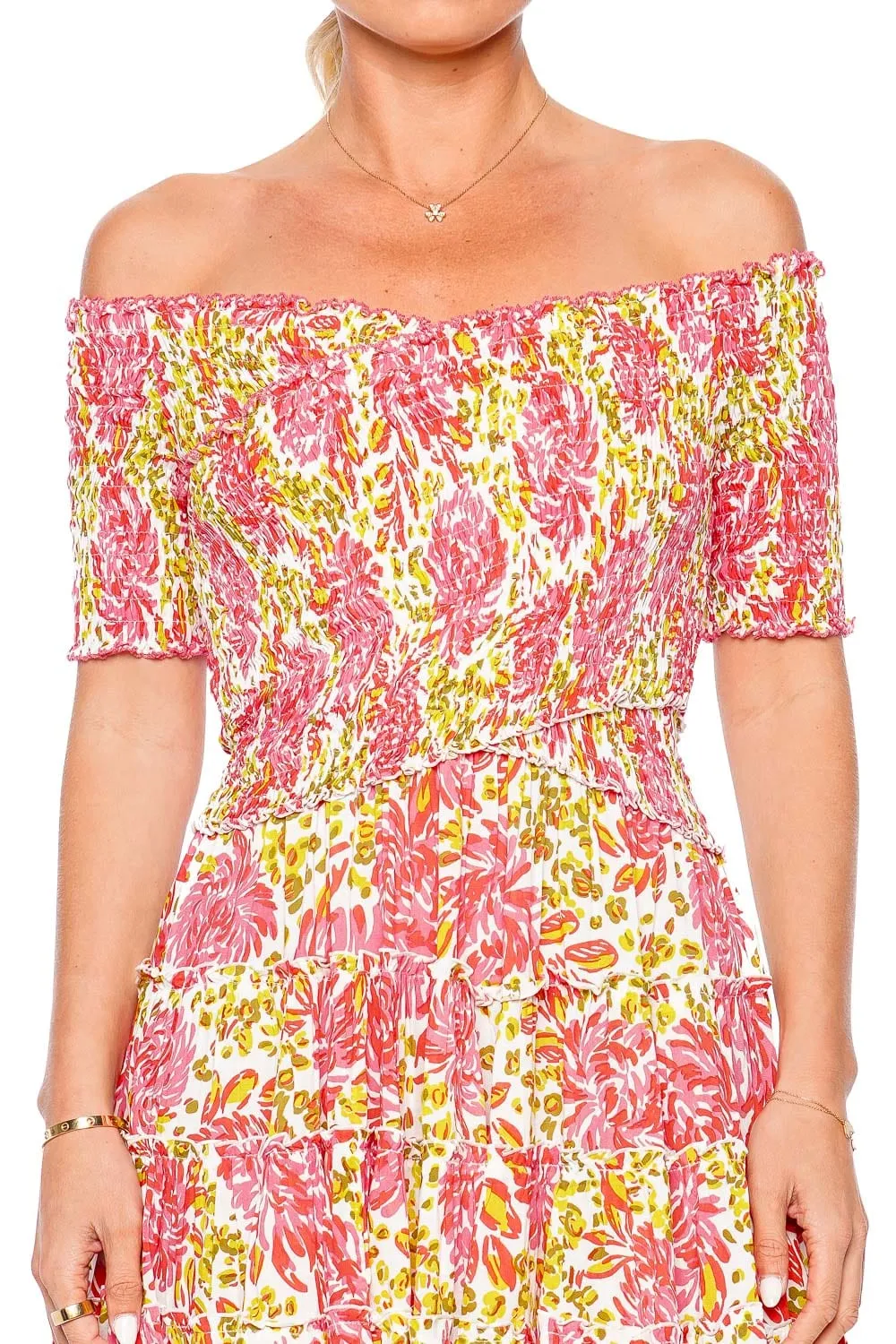 Soledad Pink Krysan Smocked Mini Dress