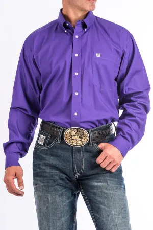 Solid Purple Button-Down Western Shirt