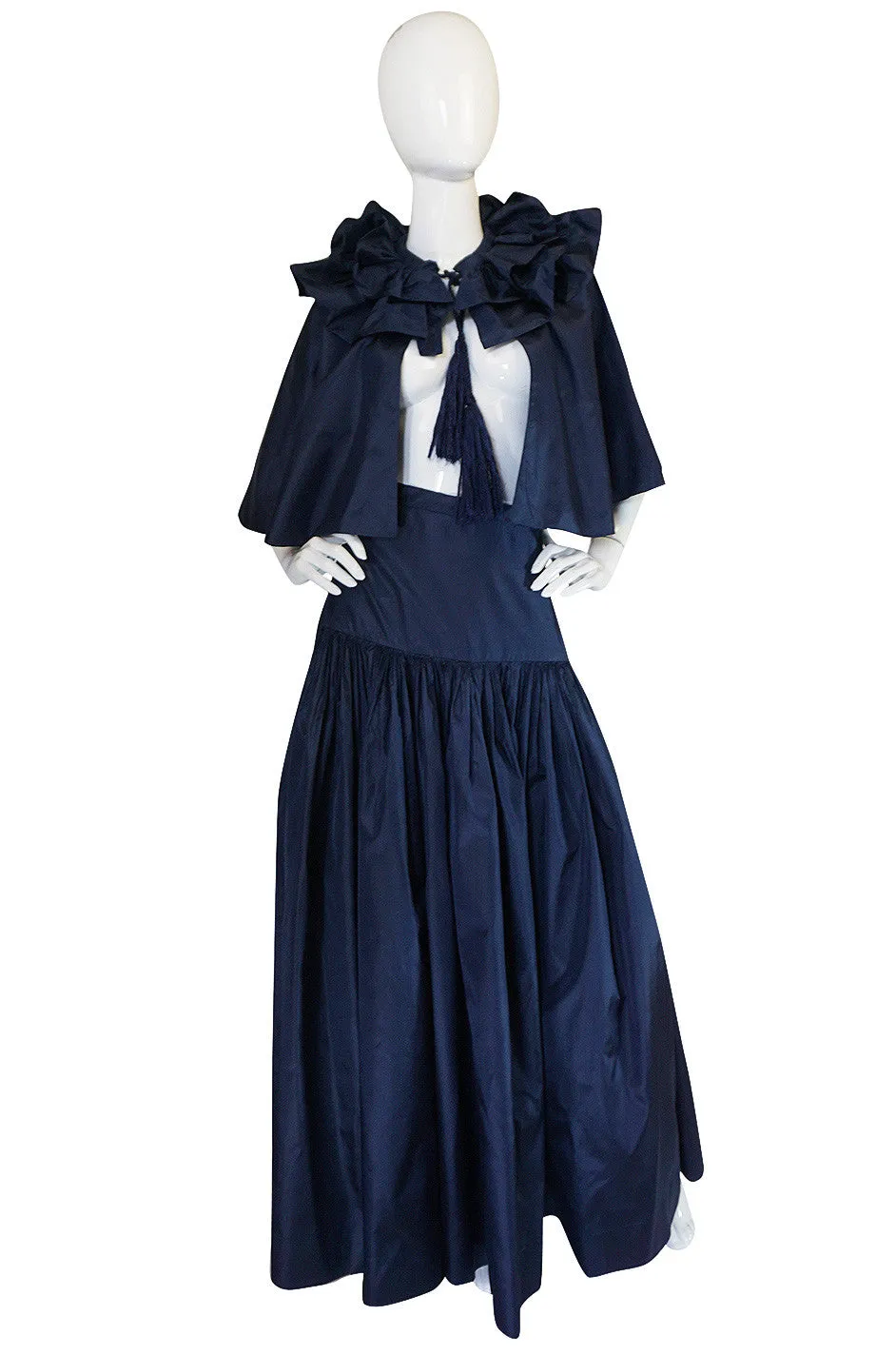 Spectacular 1980s Chanel Silk Tassled Cape and Skirt