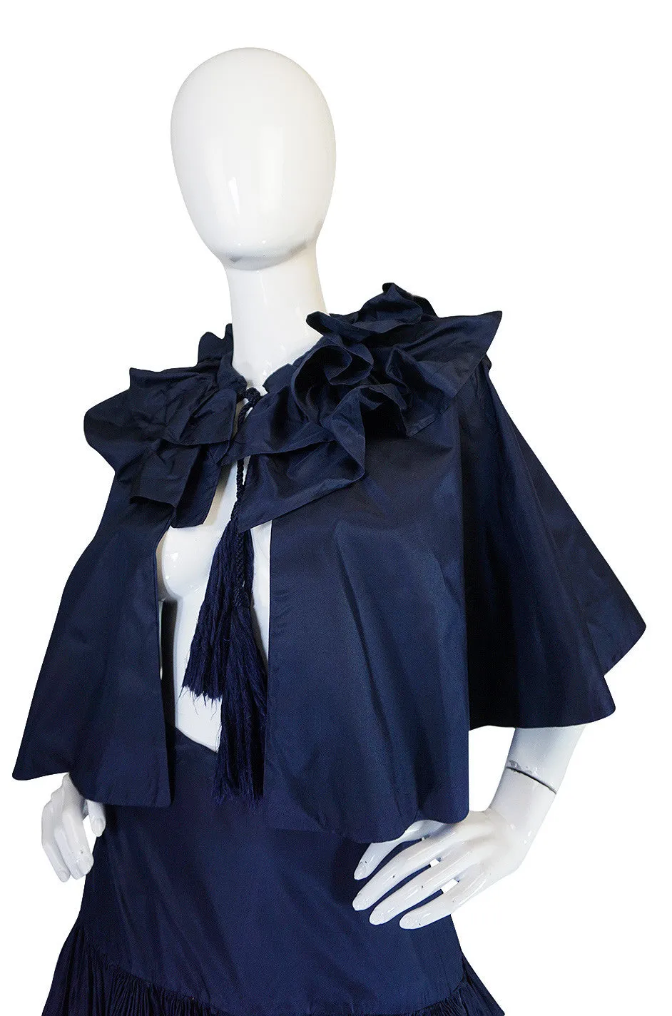 Spectacular 1980s Chanel Silk Tassled Cape and Skirt