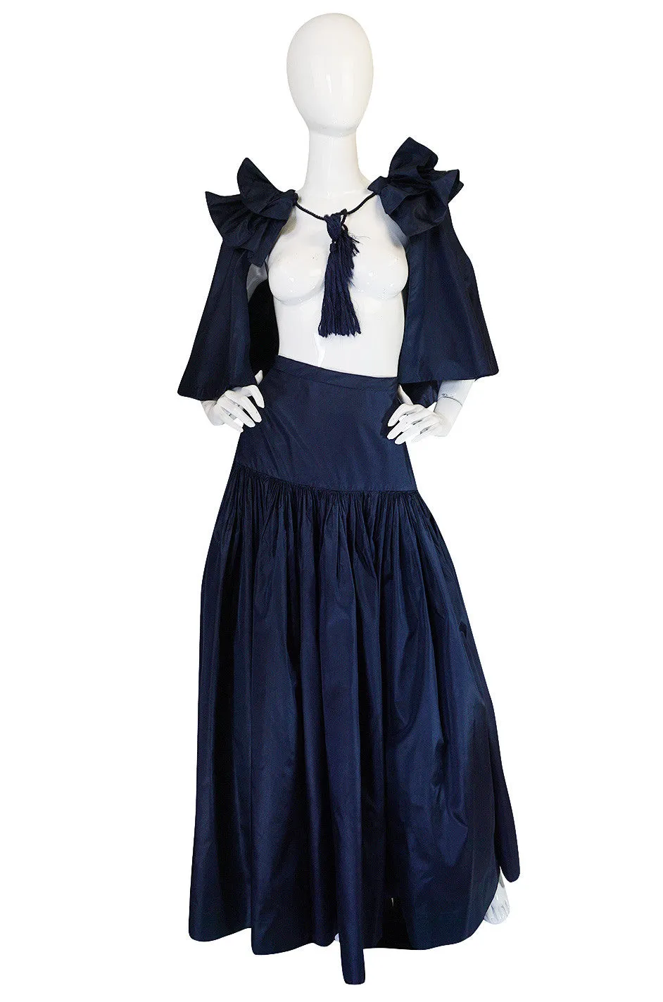 Spectacular 1980s Chanel Silk Tassled Cape and Skirt