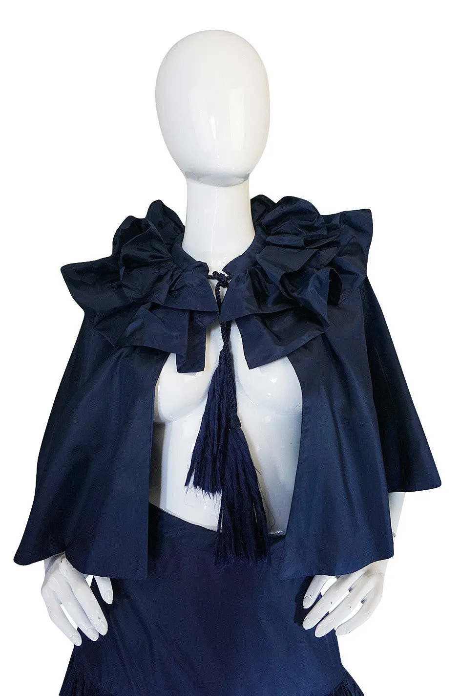 Spectacular 1980s Chanel Silk Tassled Cape and Skirt