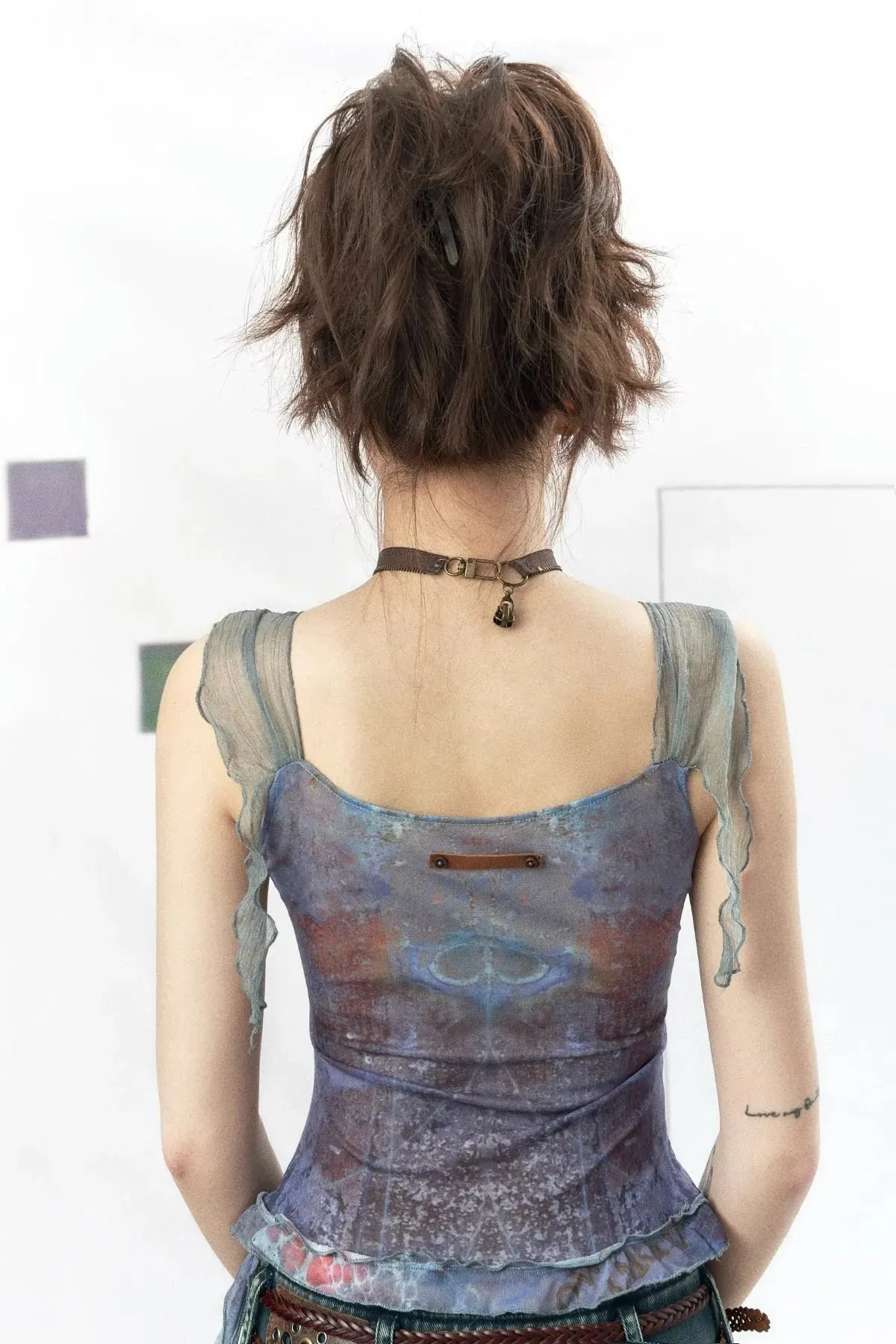 Splicing Printed Mesh Suspender Top