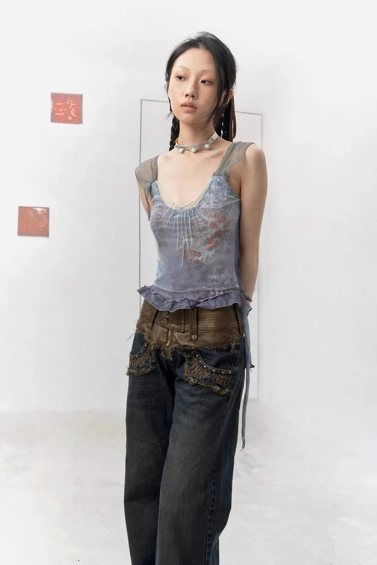 Splicing Printed Mesh Suspender Top