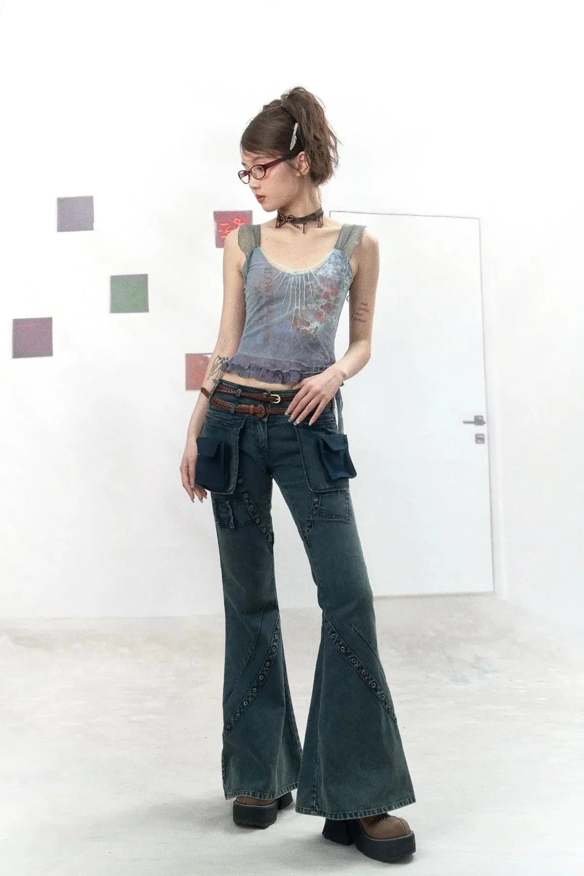 Splicing Printed Mesh Suspender Top