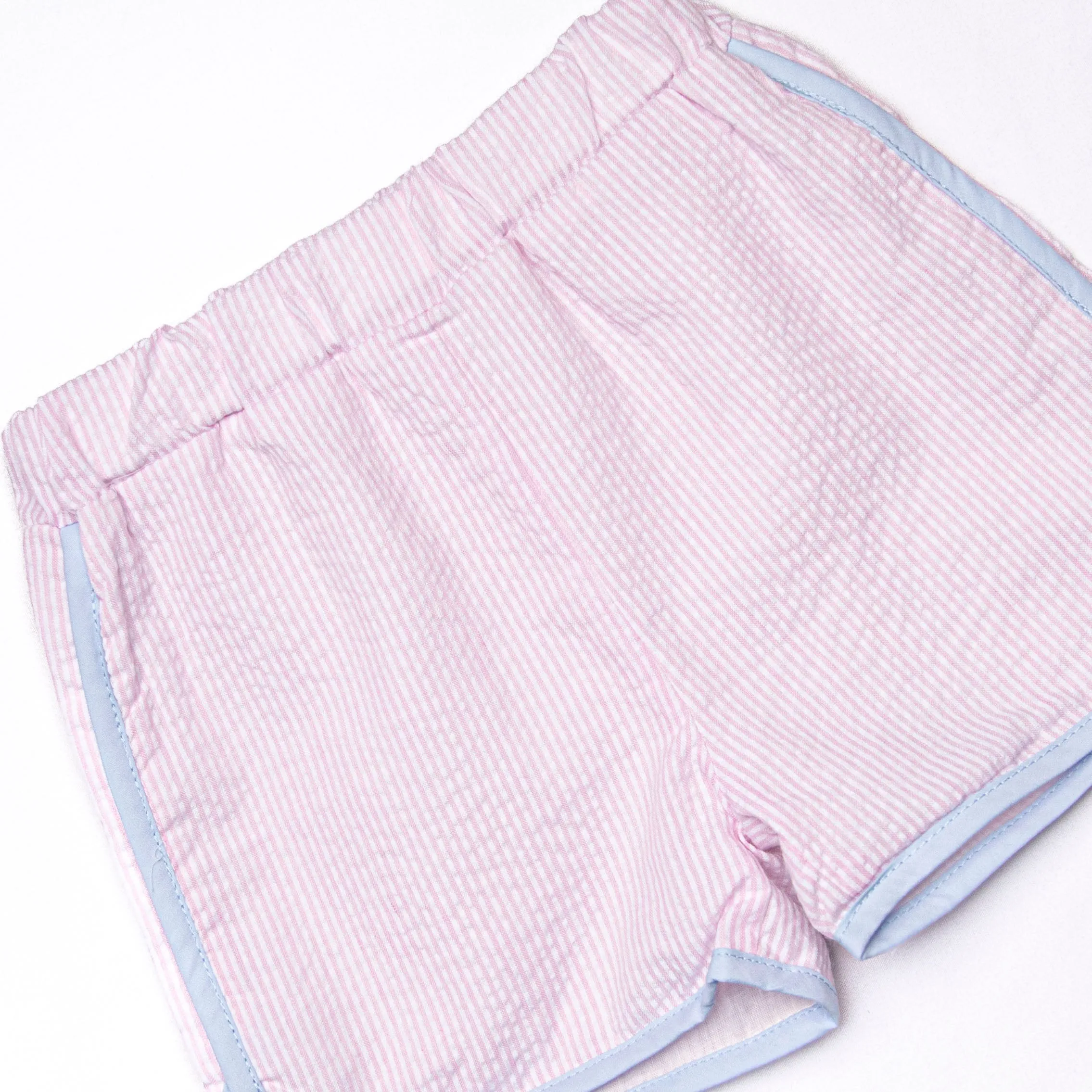 Sporting Time Seersucker Short Set, Blue and Pink Seersucker