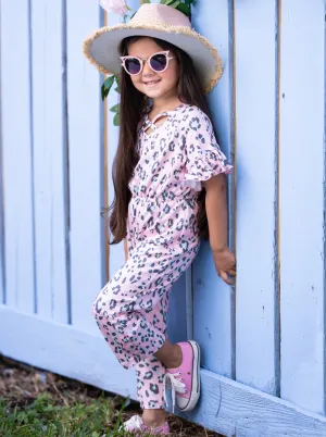 Spotted In Pink Ruffle Sleeve Jumpsuit