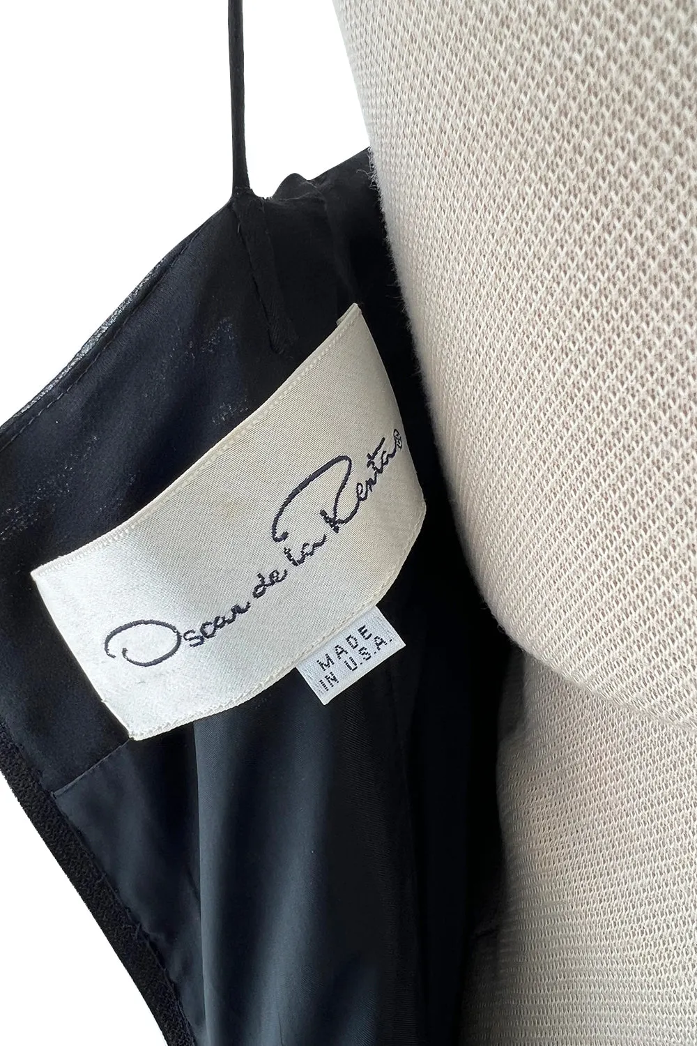 Spring 1993 Oscar de la Renta Black Silk Chiffon & Net Dress w Ruffled Skirt