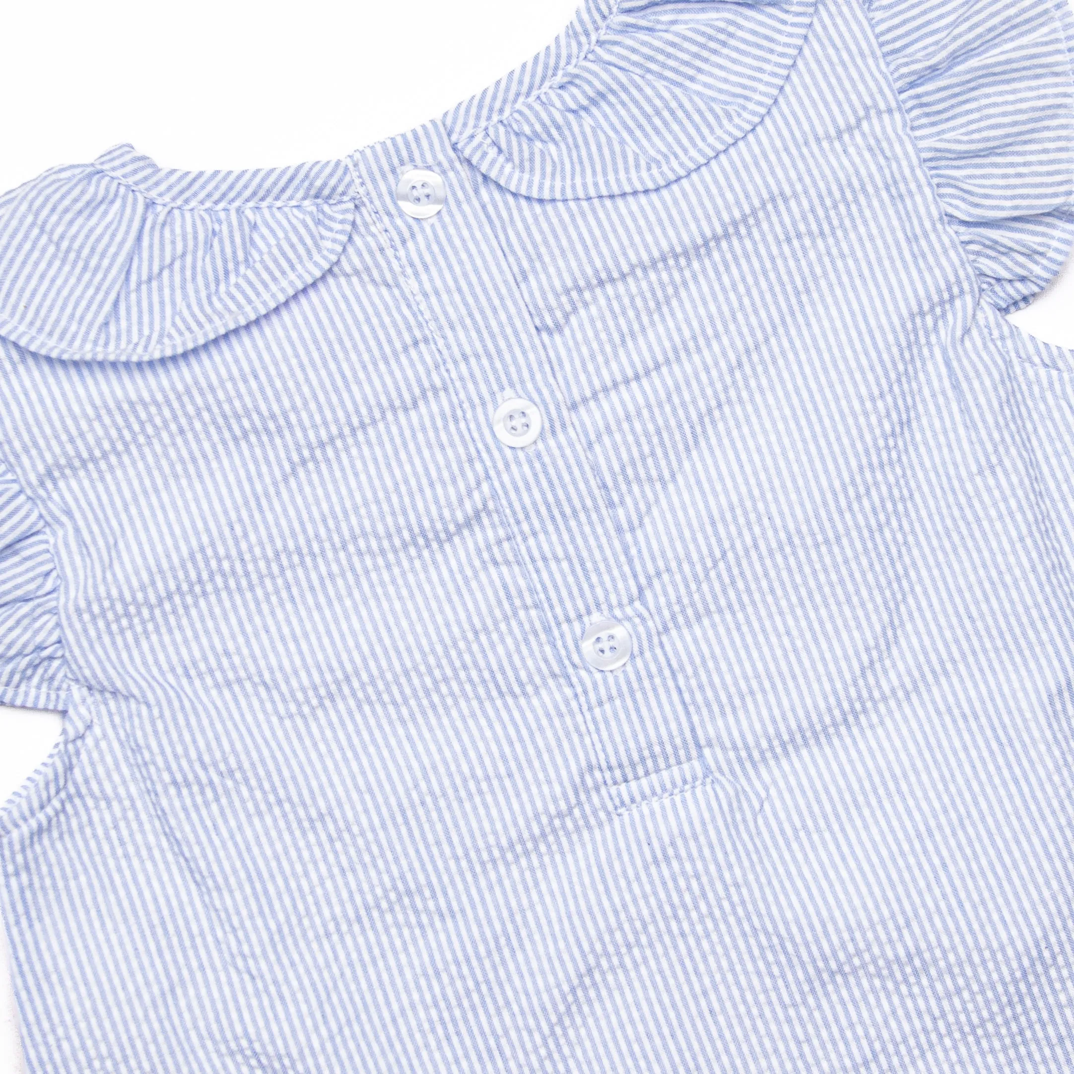Spring Seersucker Ruffle Diaper Set, Blue
