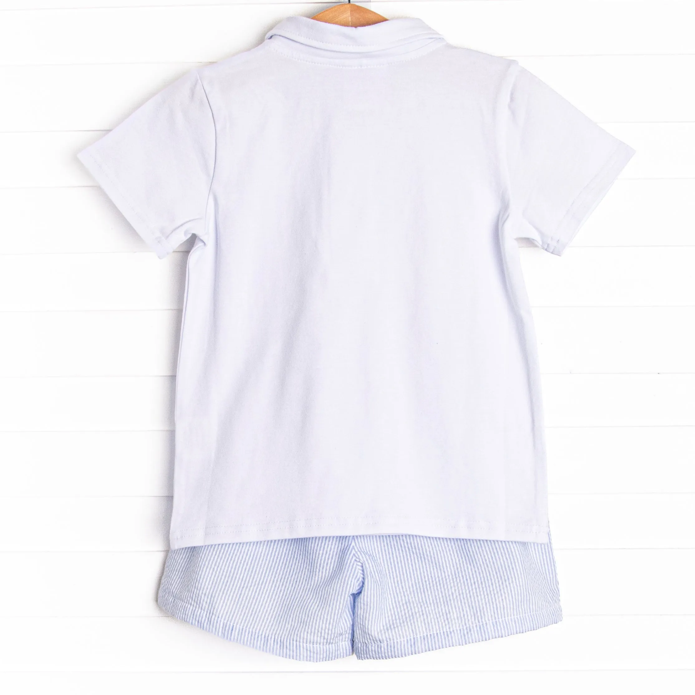 Spring Seersucker Short Set, Blue