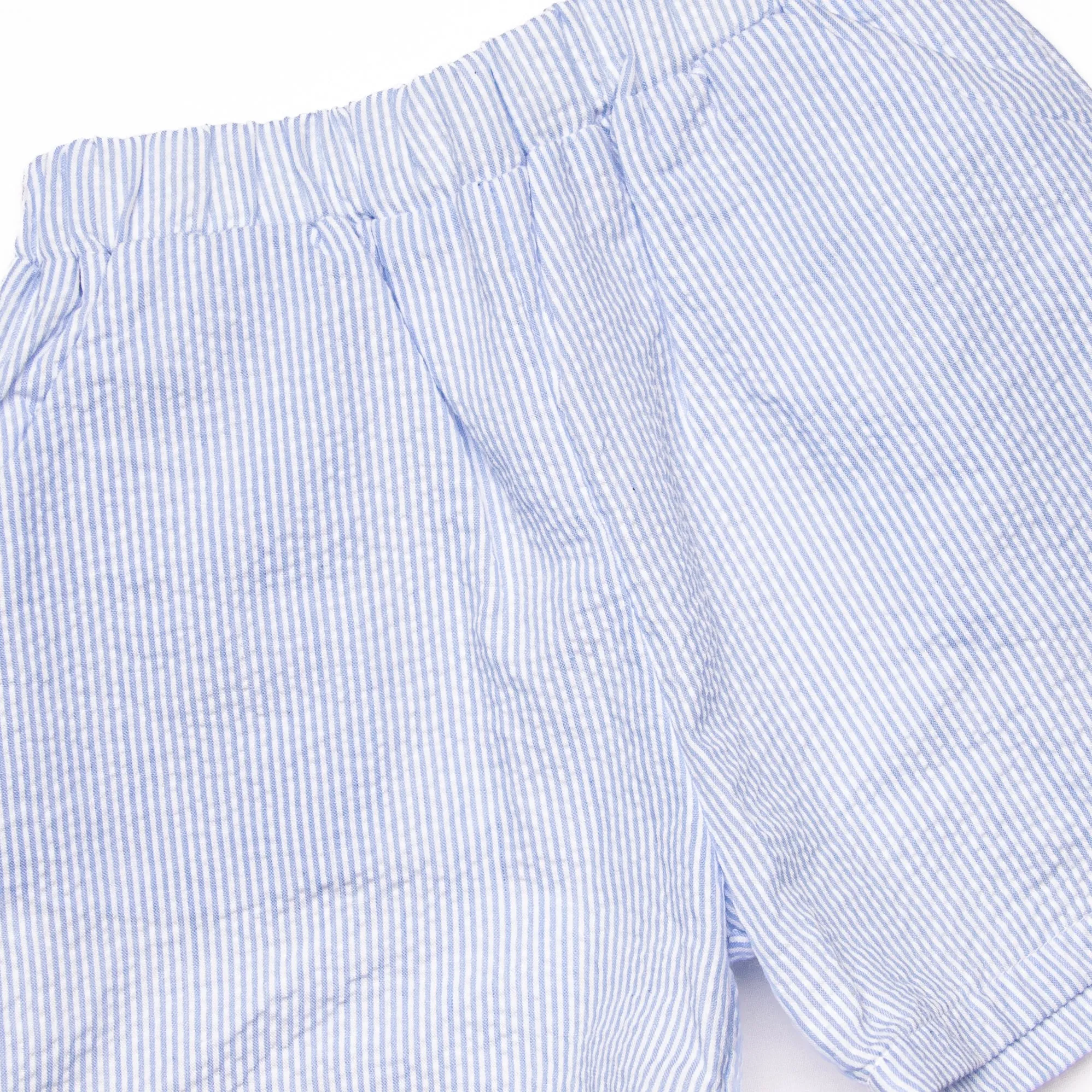 Spring Seersucker Short Set, Blue