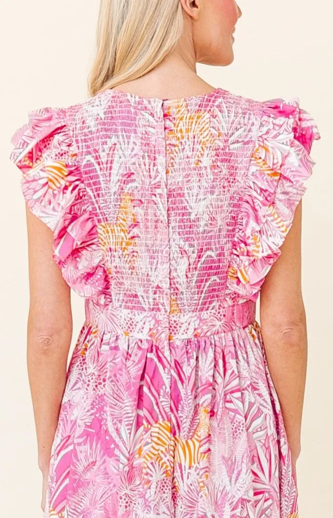 Stacey Dress in Bubblegum Zebra Soirée