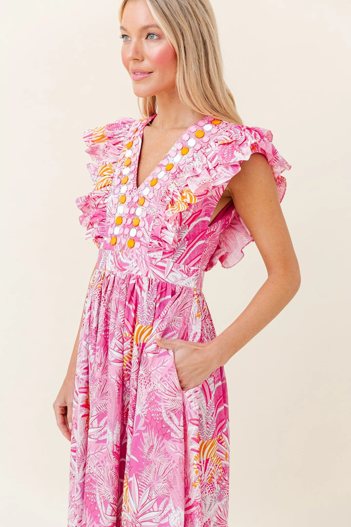Stacey Dress in Bubblegum Zebra Soirée