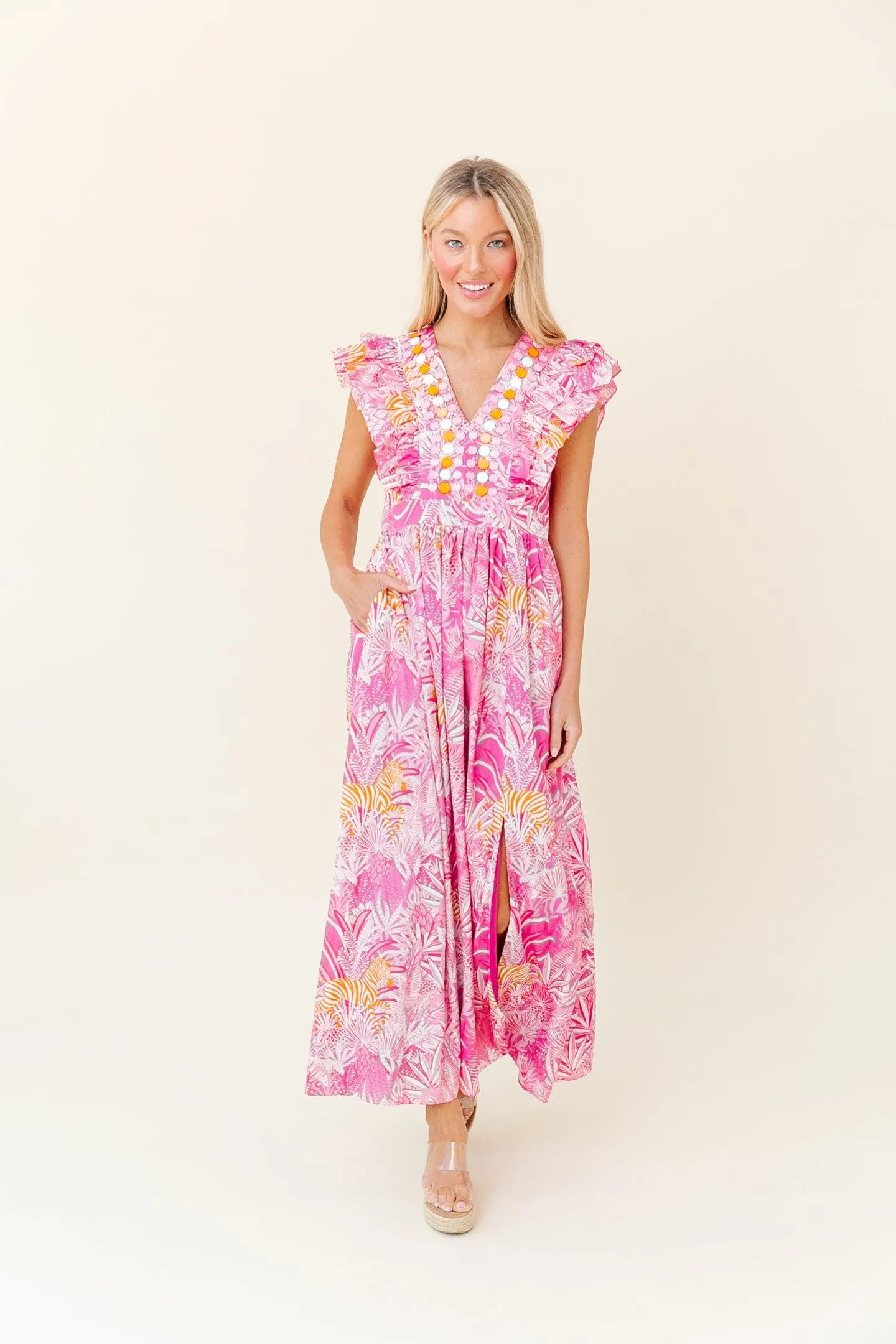 Stacey Dress in Bubblegum Zebra Soirée