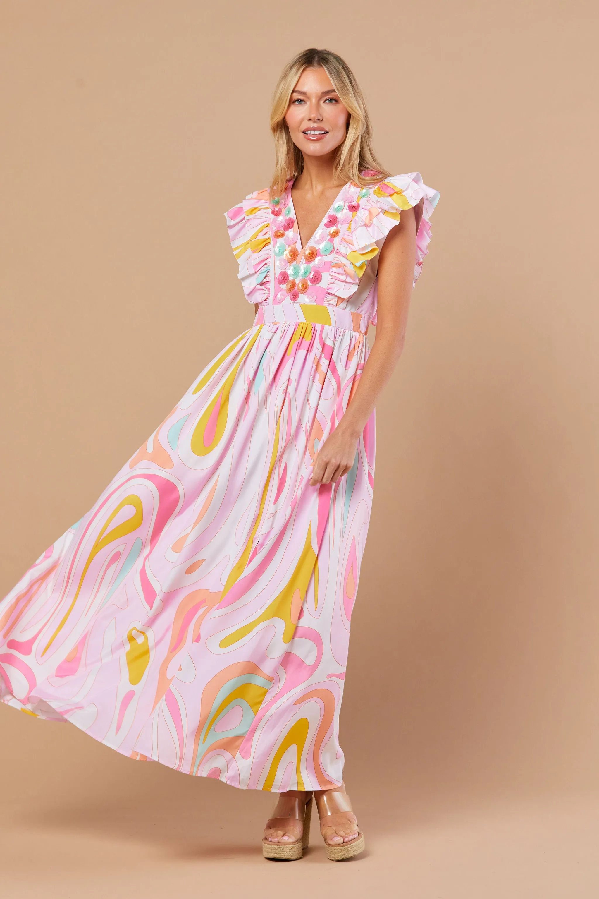 Stacey Dress in Peony Wave
