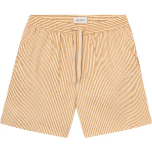 Stan Stripe Seersucker Swim Shorts, Mustard Yellow/Light Ivory