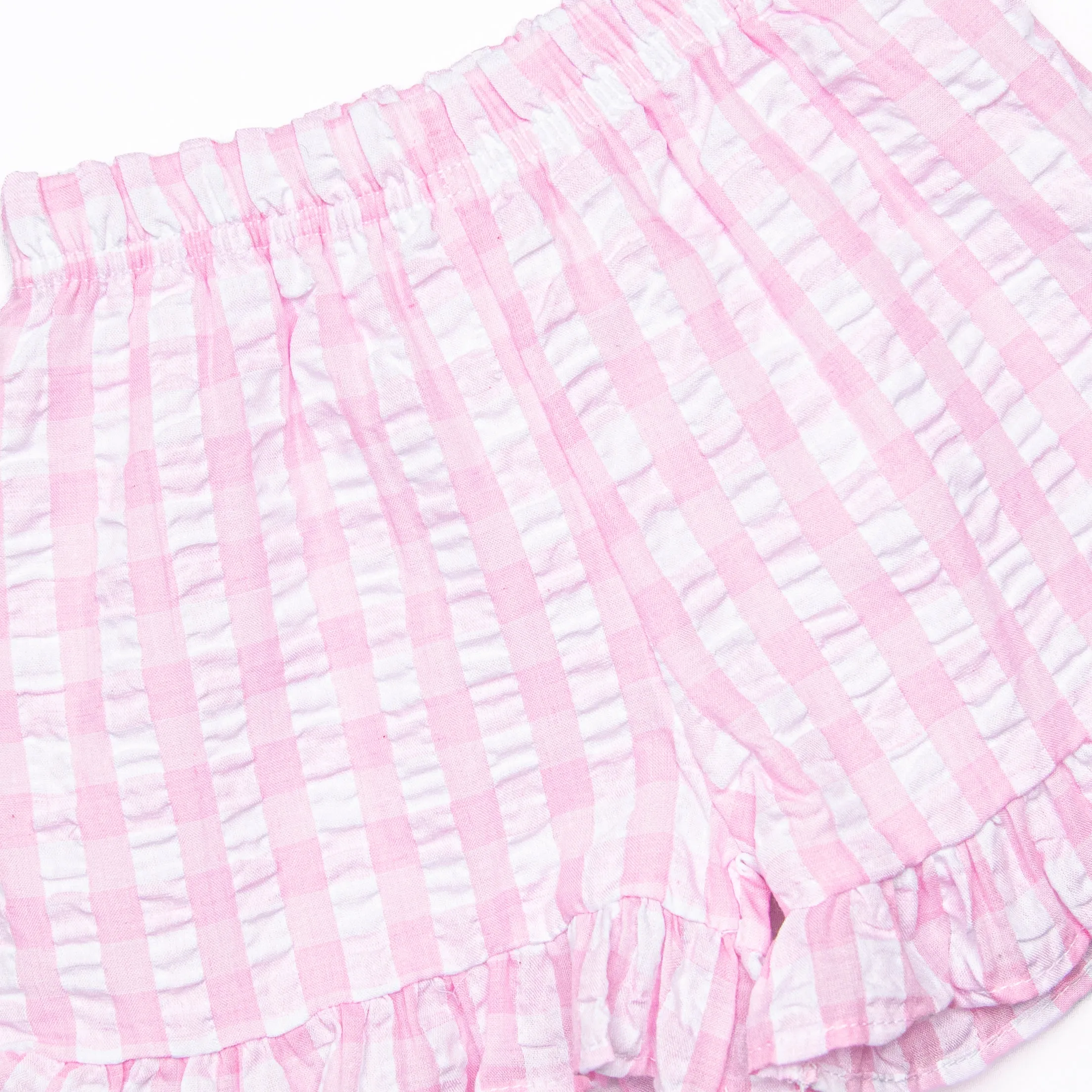 Star Student Applique Ruffle Short Set, Pink