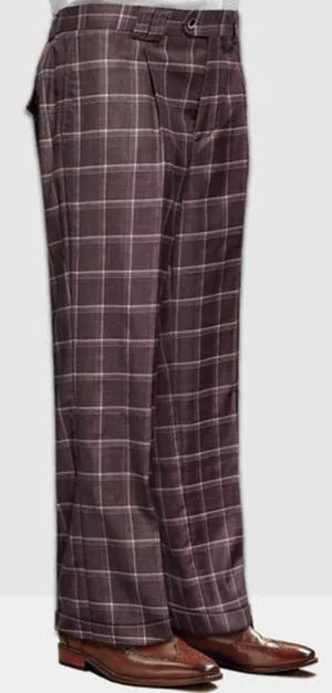 Statement Mens Brown Plaid Wool Baggy Leg Pants