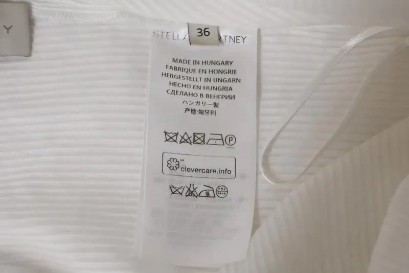 Stella McCartney Top White Sheer-Striped Cotton-Silk Size 36 Ruffled V-Back Tank