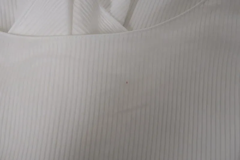 Stella McCartney Top White Sheer-Striped Cotton-Silk Size 36 Ruffled V-Back Tank