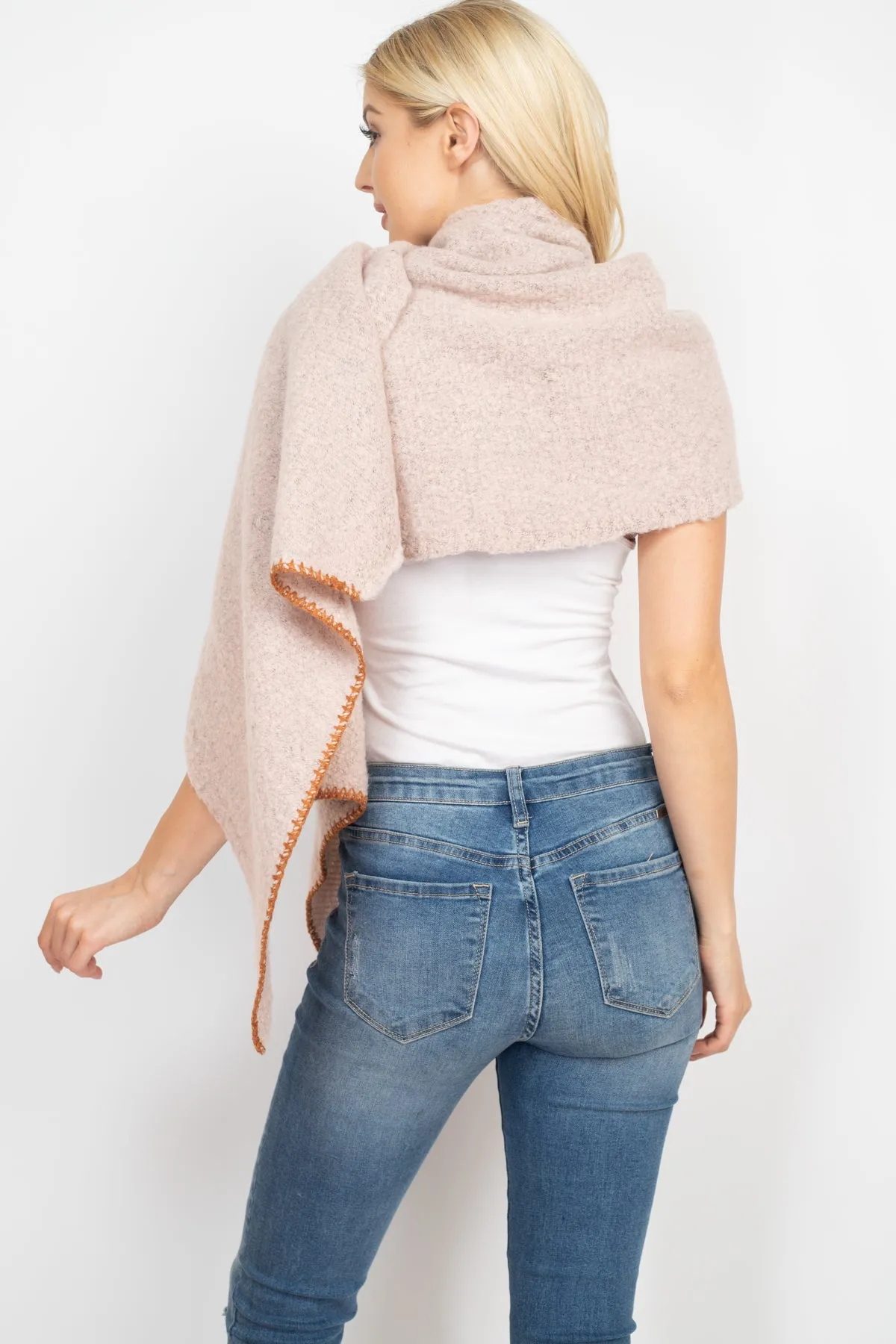 STITCH TRIM SOLID OBLONG SCARF