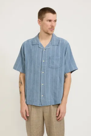 Striped Seersucker SS Shirt Indigo