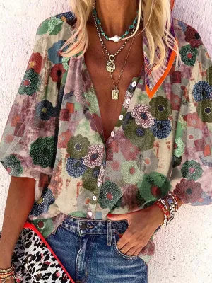 Stunncal Loose Printed Button Shirt (3 colors)