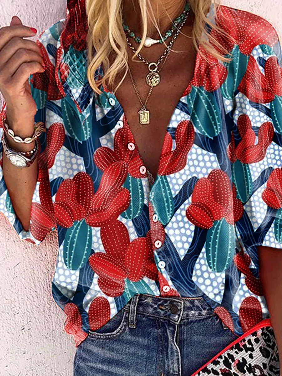 Stunncal Loose Printed Button Shirt (3 colors)
