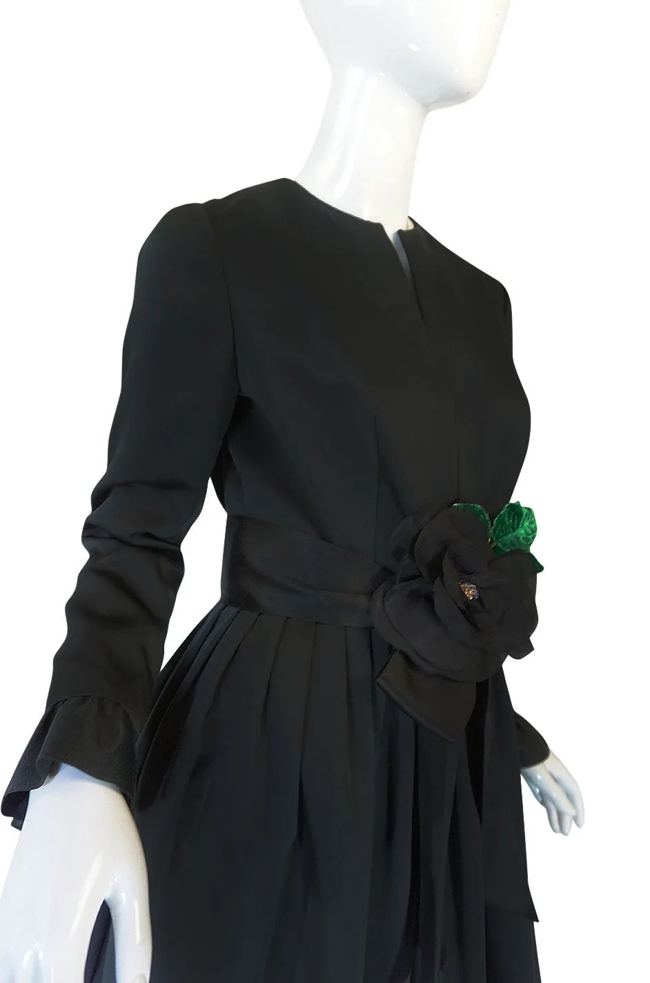 Stunning 1960s Black Silk Satin Sarmi Cocktail Dress