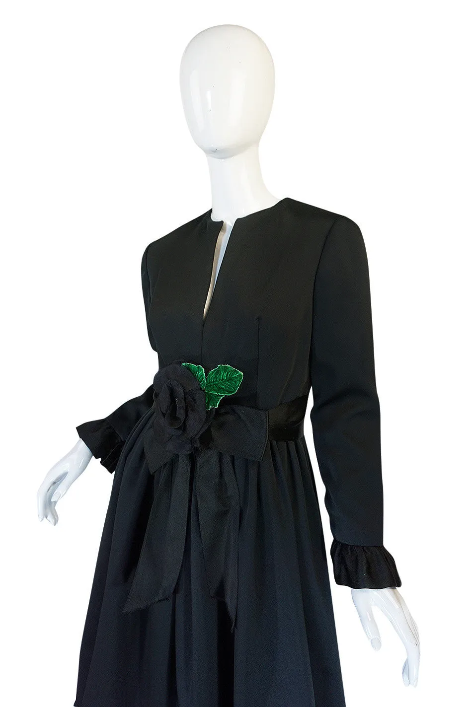 Stunning 1960s Black Silk Satin Sarmi Cocktail Dress