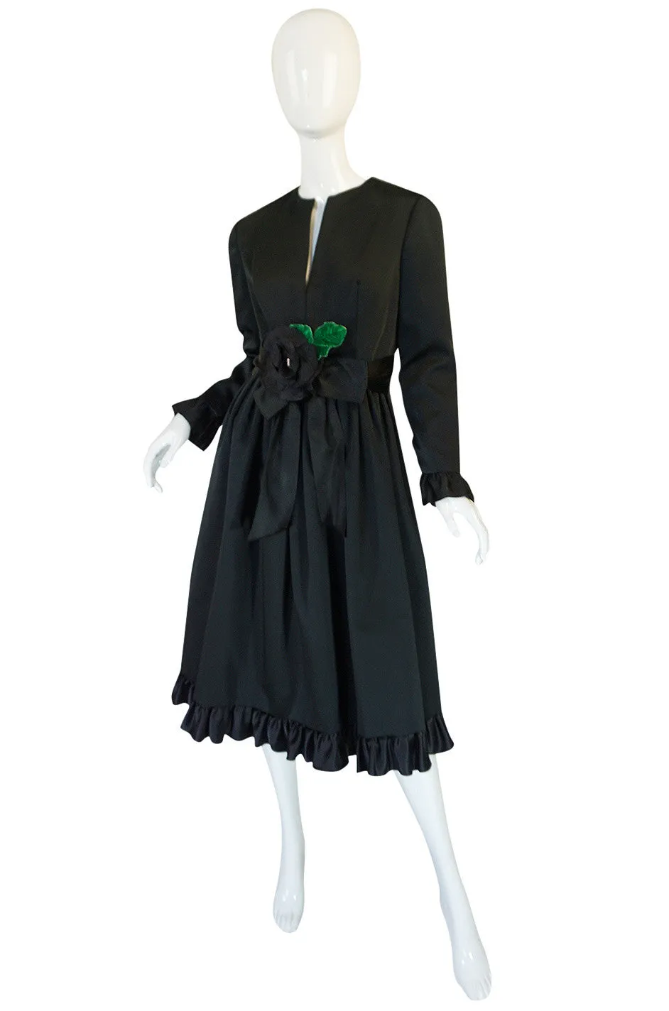 Stunning 1960s Black Silk Satin Sarmi Cocktail Dress