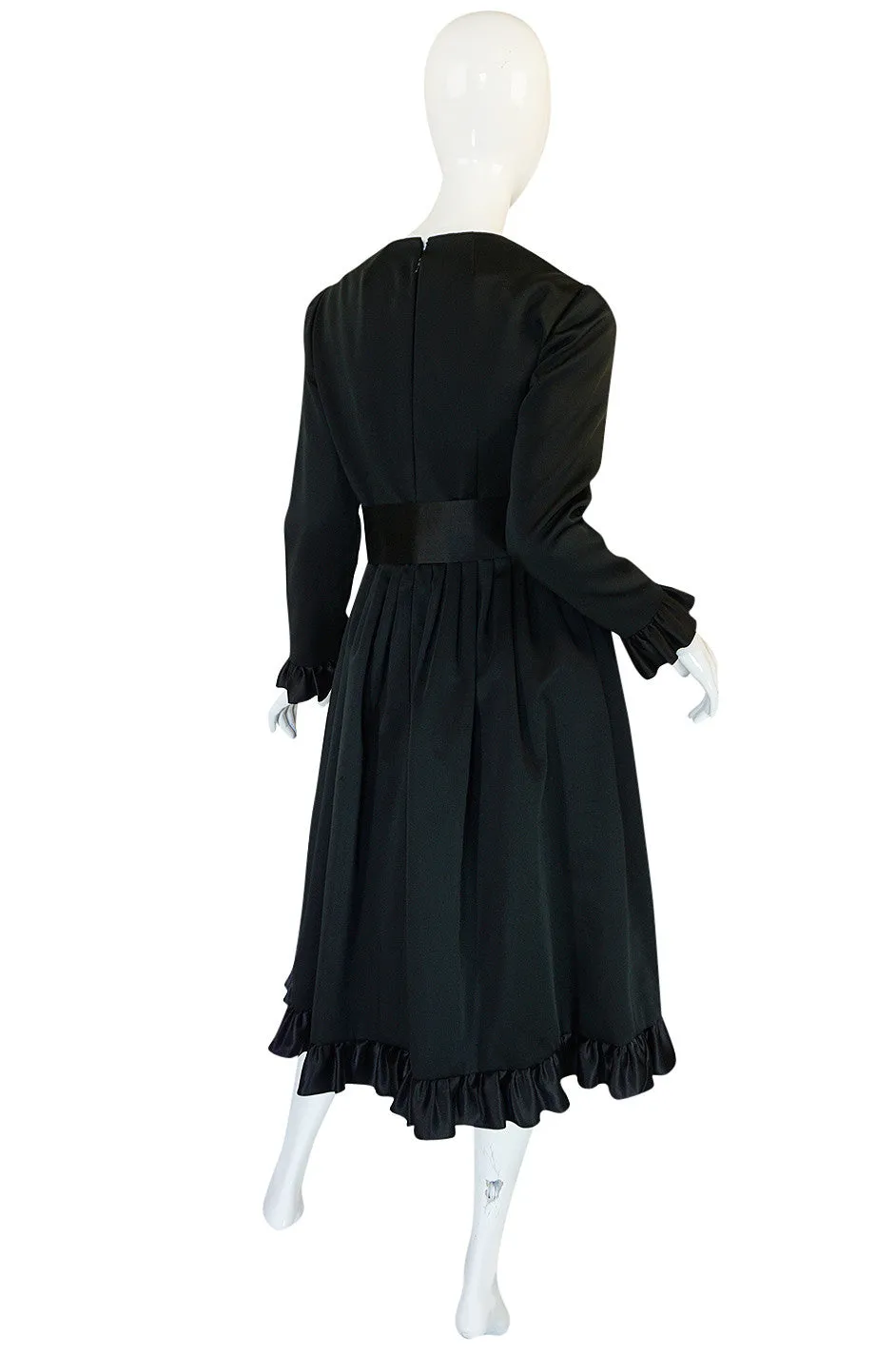 Stunning 1960s Black Silk Satin Sarmi Cocktail Dress