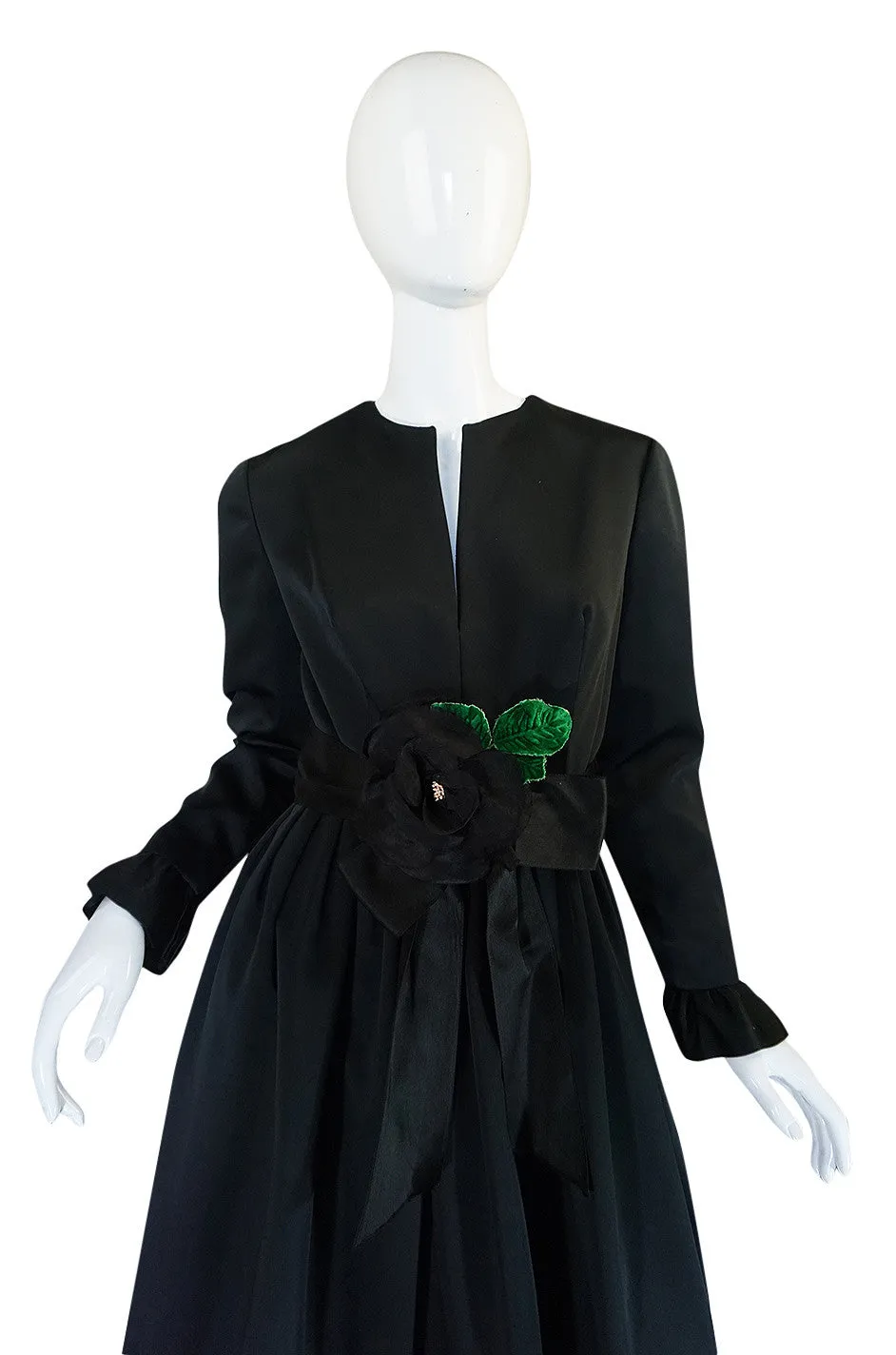 Stunning 1960s Black Silk Satin Sarmi Cocktail Dress
