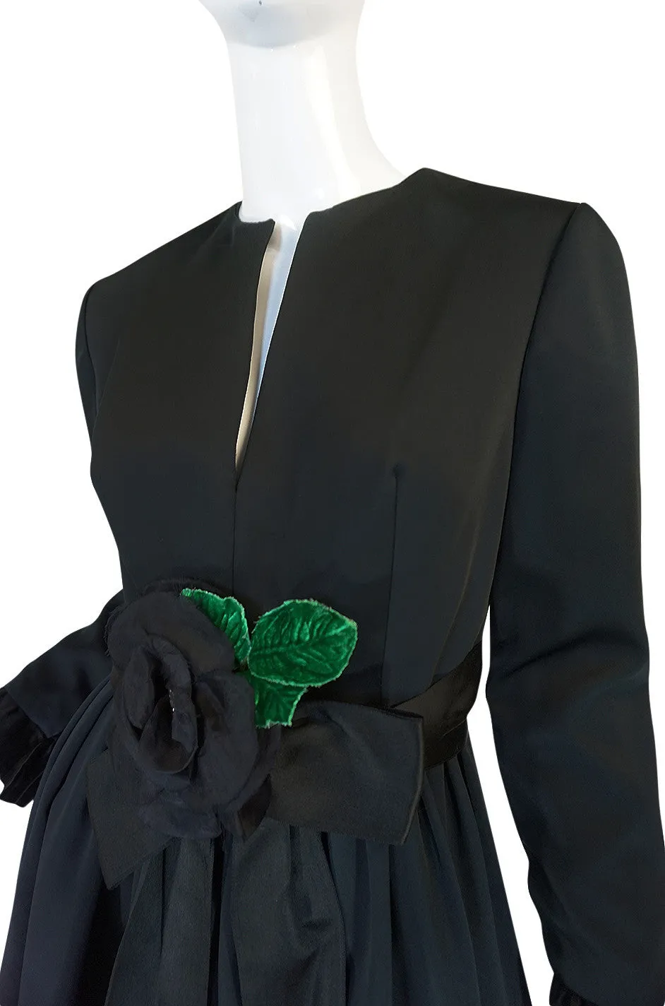 Stunning 1960s Black Silk Satin Sarmi Cocktail Dress