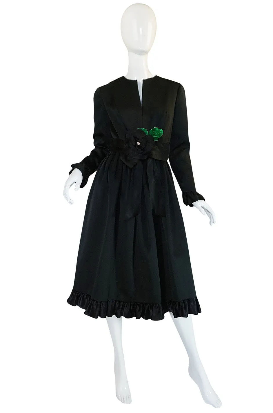 Stunning 1960s Black Silk Satin Sarmi Cocktail Dress