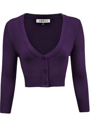 Succubus Clothing Retro Short 50's Cardigan Grape Purple