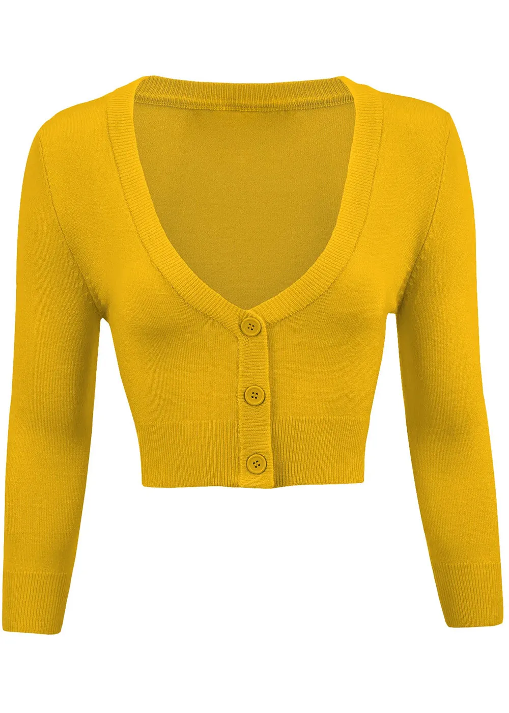 Succubus Clothing Retro Short 50's Cardigan Honey Yellow