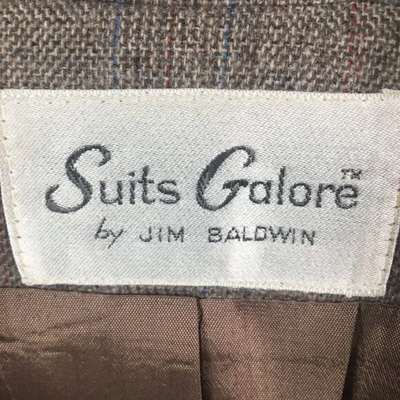 Suits Galore by Jim Baldwin Skirt Suit Womens 10 Gray Glenn Plaid Wool Blend VTG