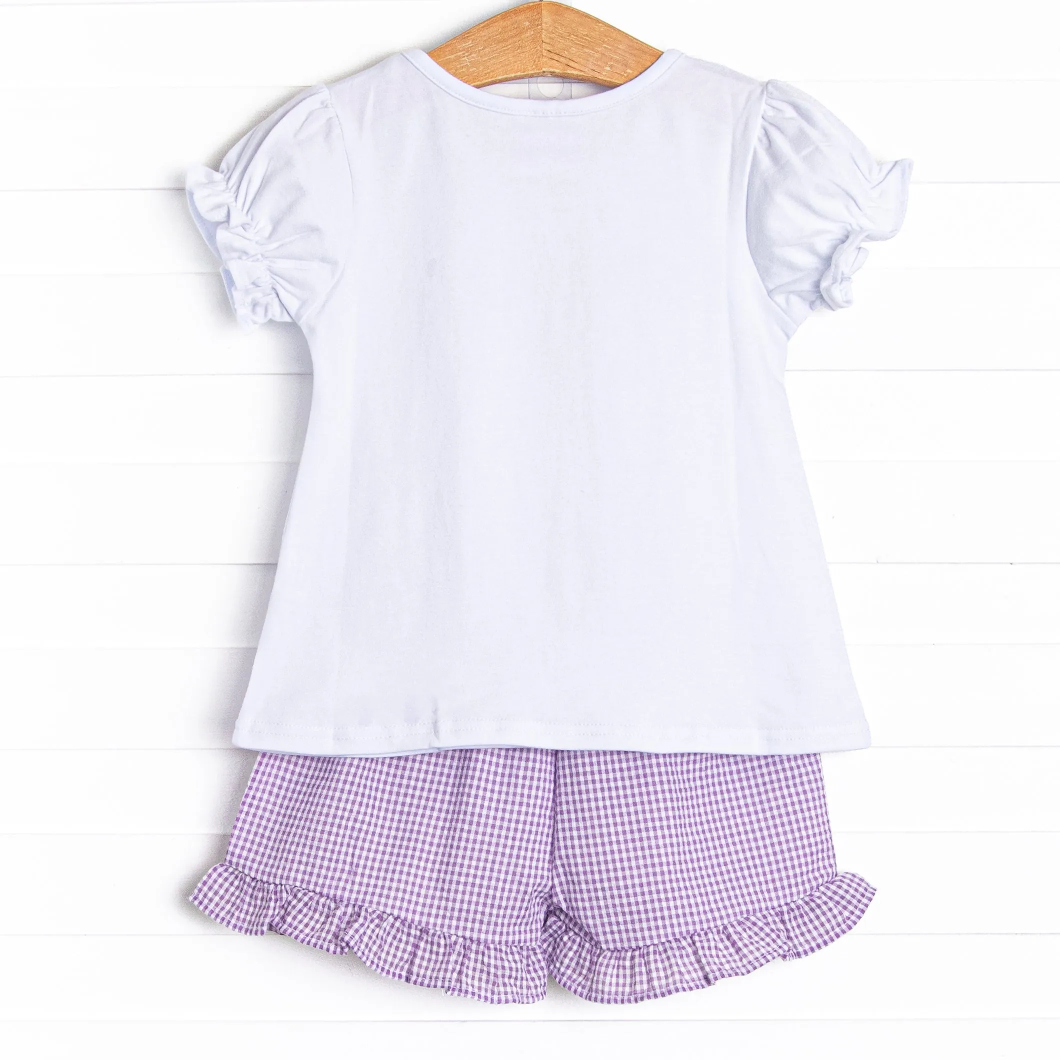 Summer in the Sand Applique Ruffle Short Set, Purple
