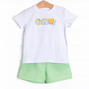 Summer in the Sand Applique Short Set, Green