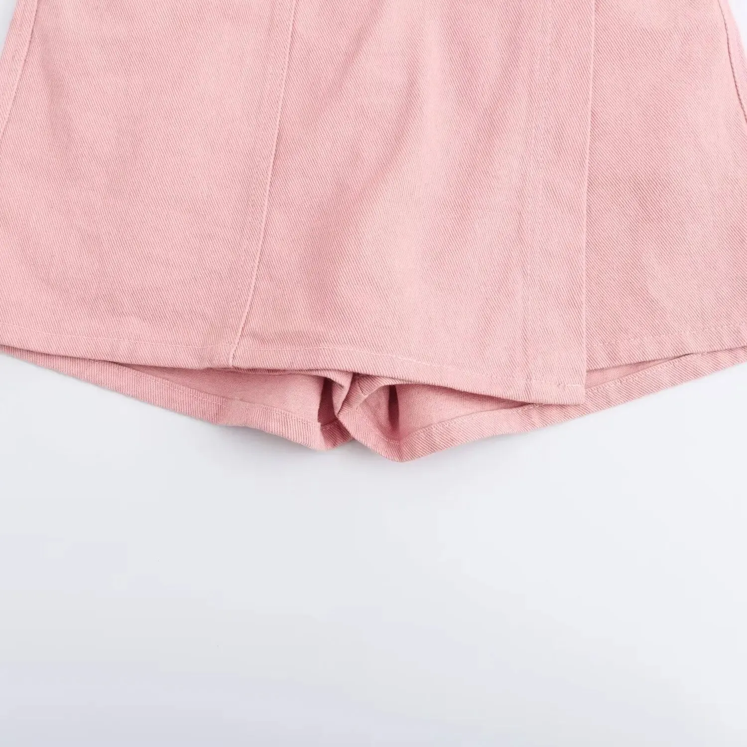 Summer New fashion Women's European And American Style Street Short Lapel Denim Top Skirt Pants Casual Design Sense Suit