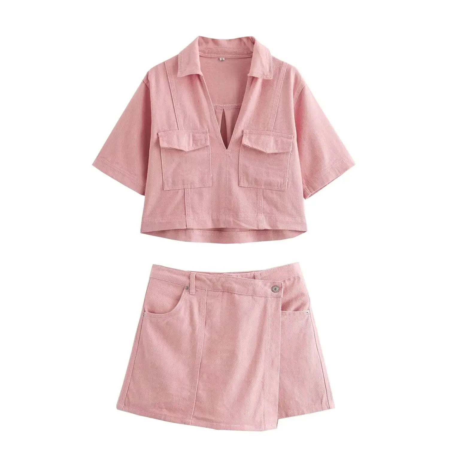 Summer New fashion Women's European And American Style Street Short Lapel Denim Top Skirt Pants Casual Design Sense Suit