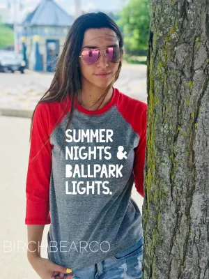 Summer Nights and Ballpark Lights Shirt - Baseball Mom Shirt - Baseball Shirt - Unisex Baseball Tri-Blend T-Shirt -