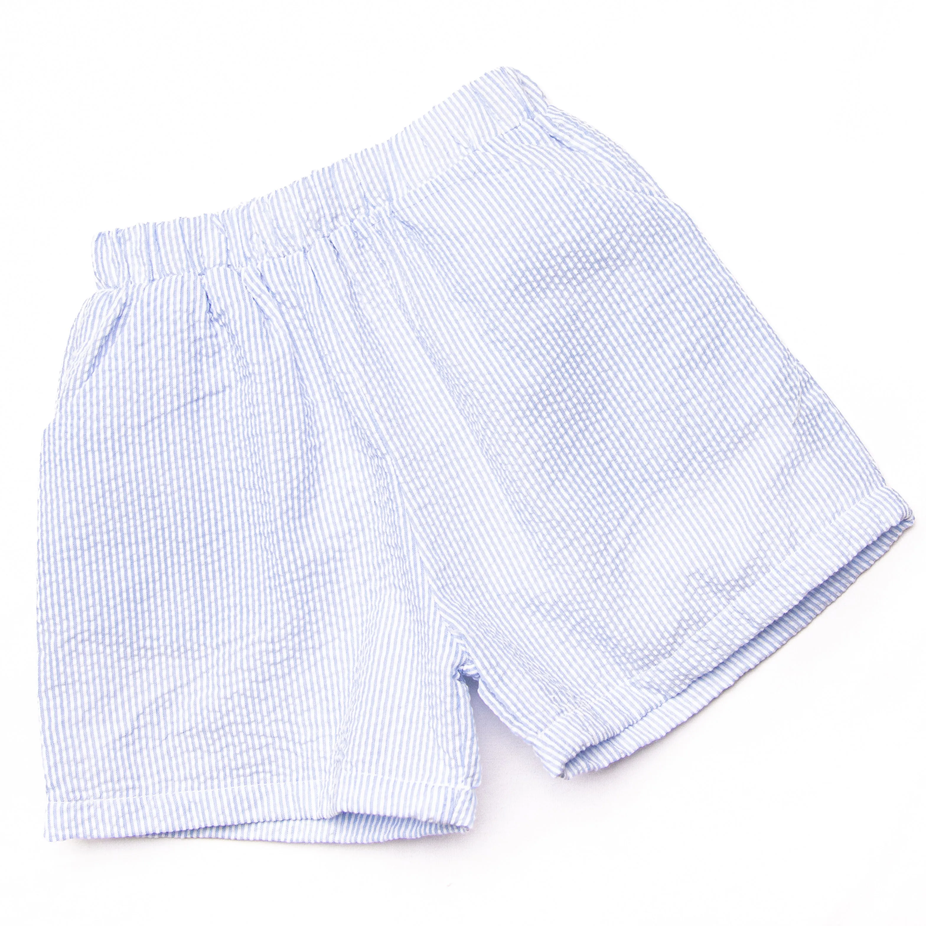 Sunday Gathering Applique Short Set, Blue